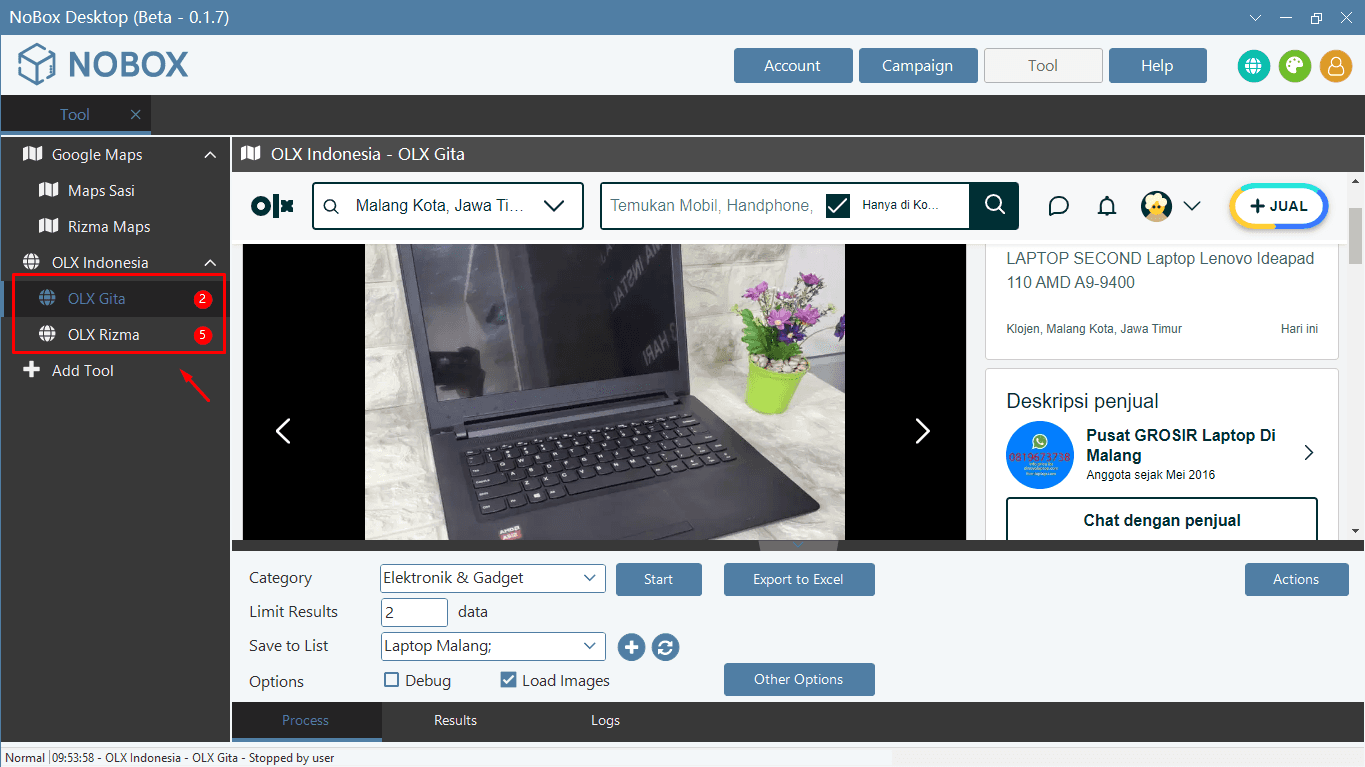 Fitur Multi Tab OLX