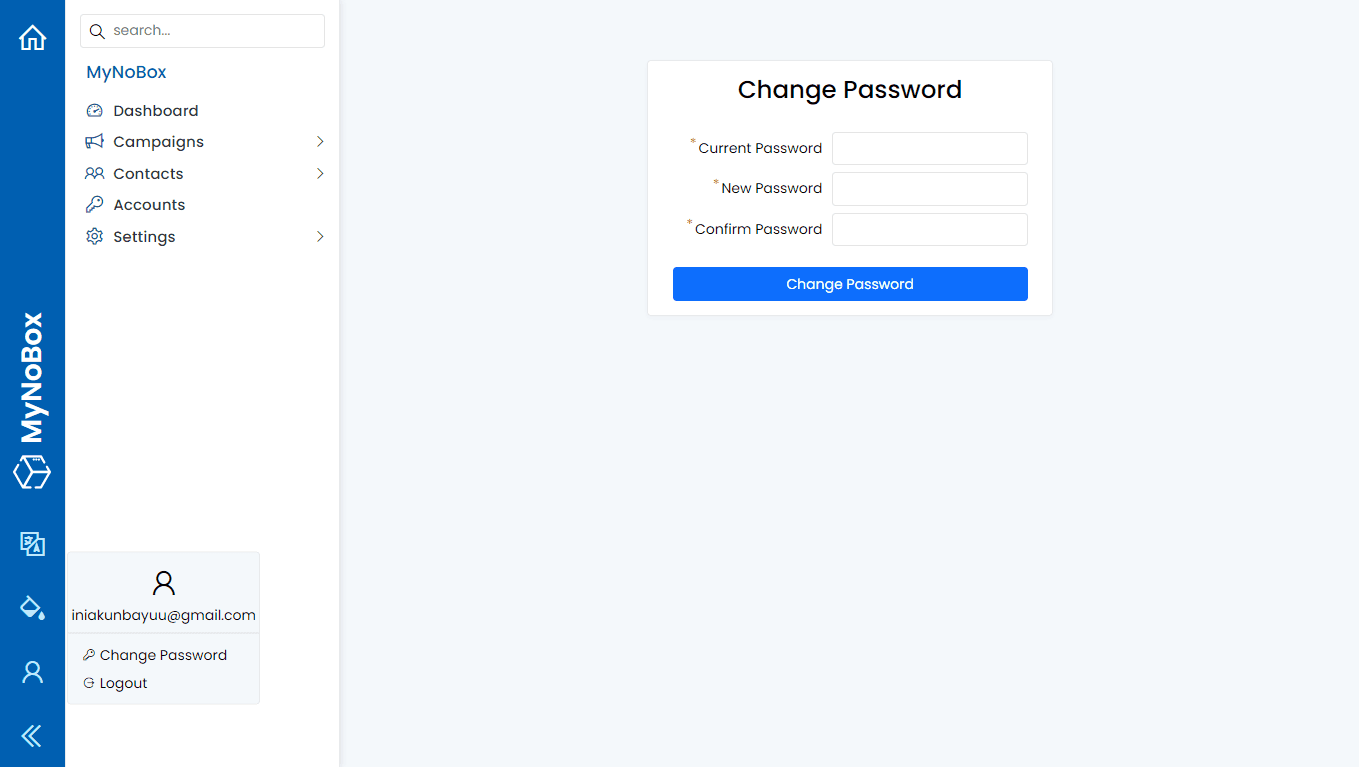 Halaman Ganti Password NoBox
